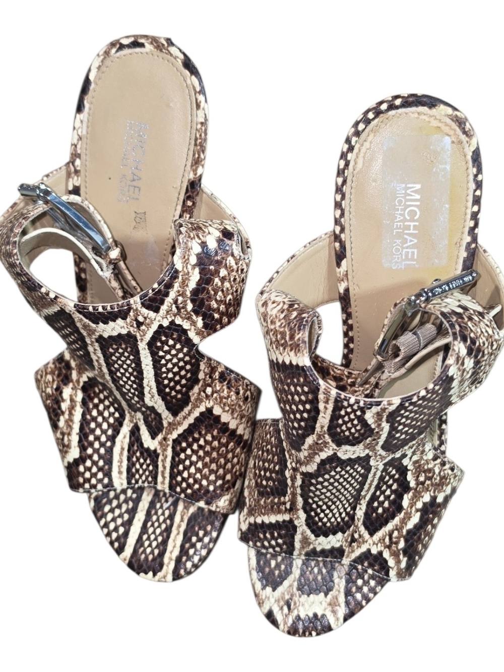 MICHAEL Michael Kors Josephine Snake-Print Wedge Embossed Leather Sandals - Picture 6 of 9